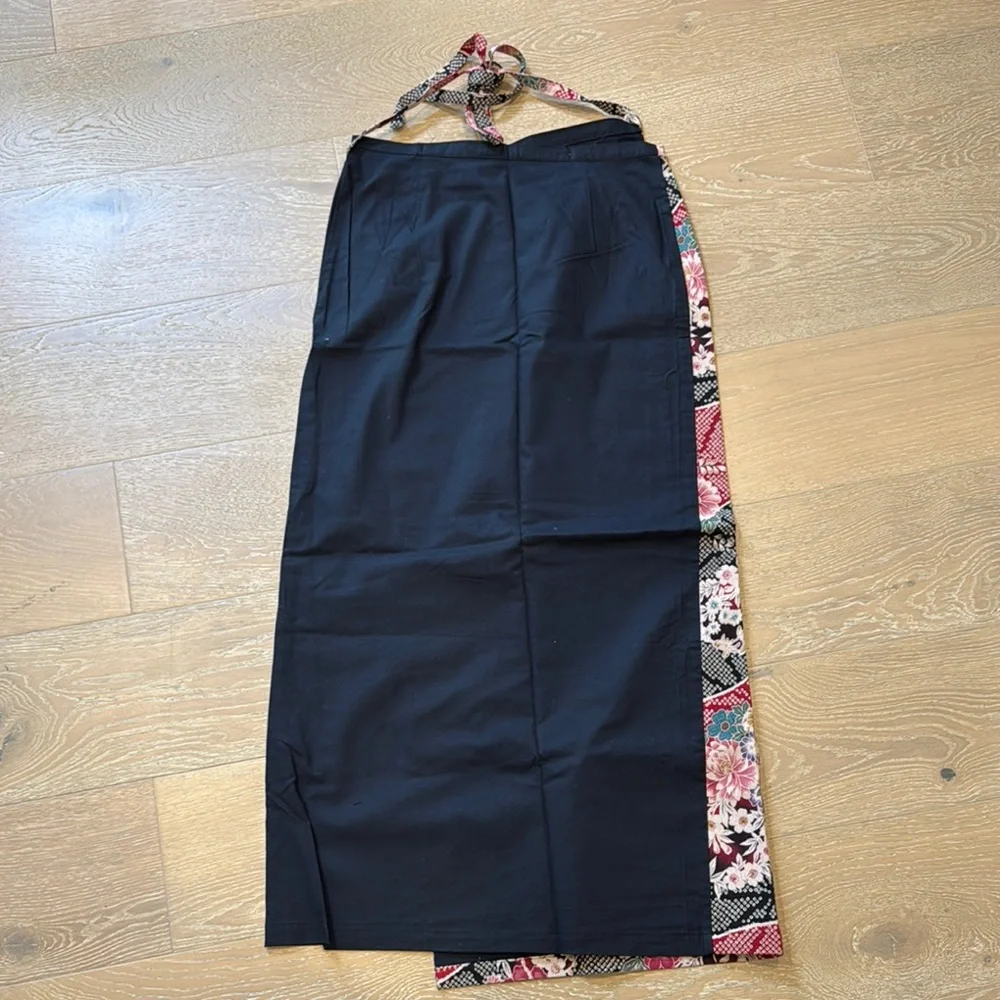 Vintage Japanese Kimono Floral Print 2-Piece Wrap Maxi Skirt & Top Set NWOT